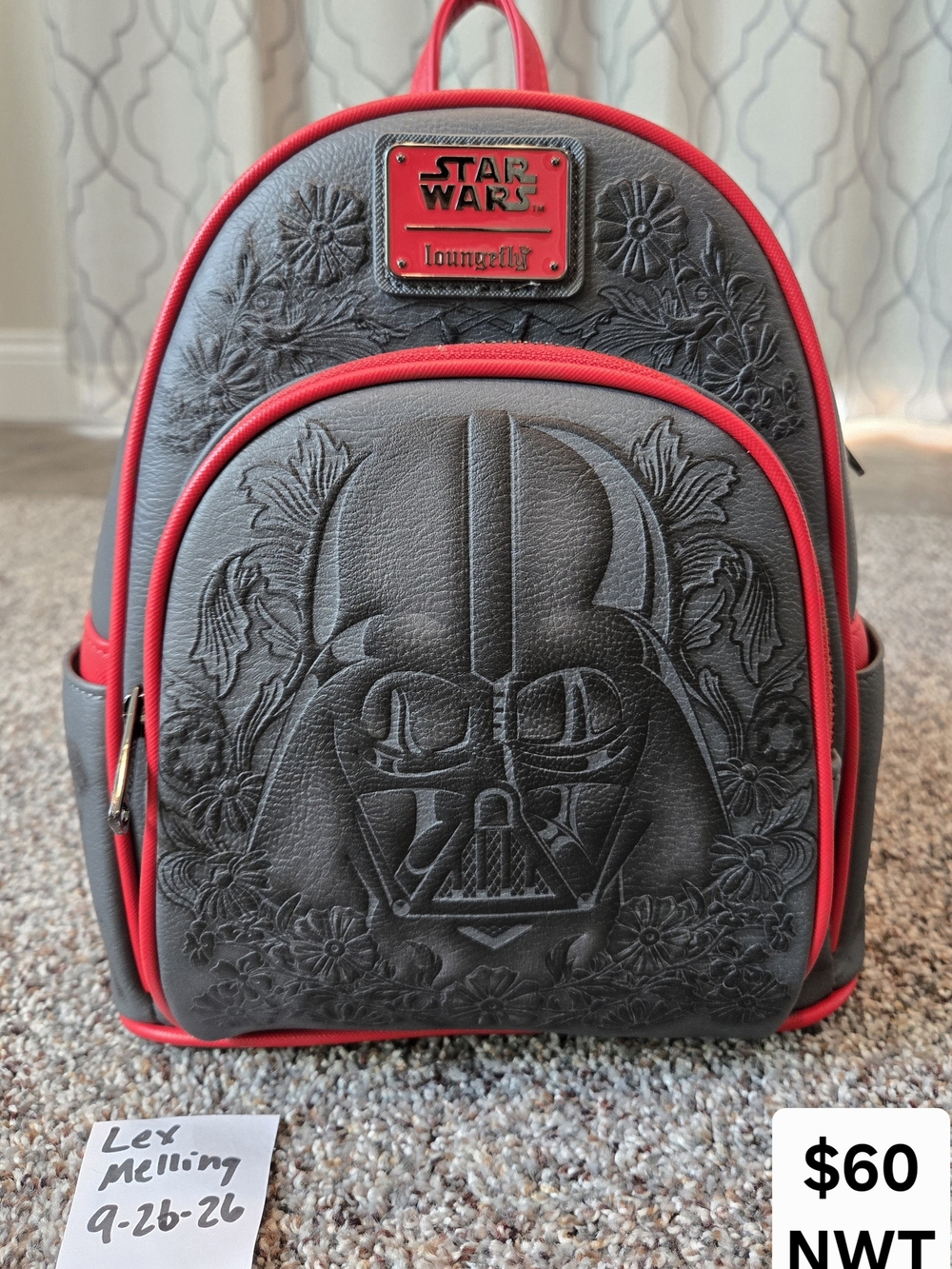 Loungefly Kids Star Wars Darth Vader Mini Backpack - Black with Red Trim